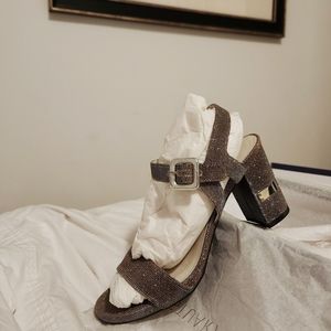 Stuart Weitzman metallic shimmer strappy heels